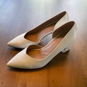 BCBGeneration Women's Sheilah Pointy Toe Pump - Bright White Snake - Size 7.5